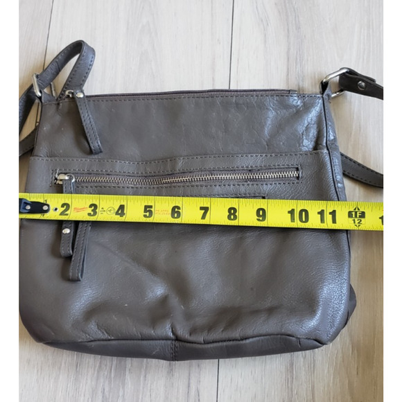 VTG Great American Purse Leather Works Crossbody Gray Pebbled Multi Pocket Bag - Picture 9 of 10